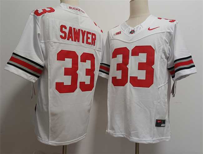 Men%27s Ohio State Buckeyes #33 Jack Sawyer White 2025 F.U.S.E. Limited Stitched Jersey->oregon ducks->NCAA Jersey